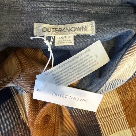 Outerknown Blanket Shirt Jacket Button Down Brown Blue Cream NWT Pockets XXL - Picture 3 of 6